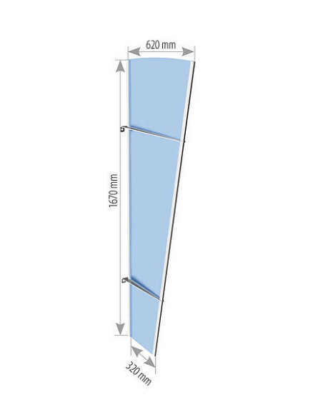 Ścianka Lightline L z akrylu - 167x62x32 cm