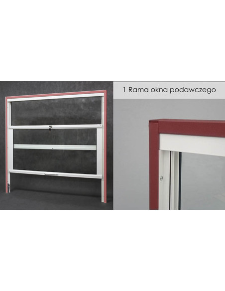 Okno podawcze / kasowe przesuwne w pionie - aluminium anodowane