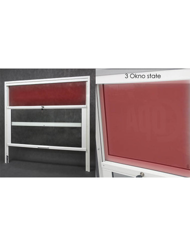 Okno podawcze / kasowe przesuwne w pionie z siłownikiem - aluminium anodowane