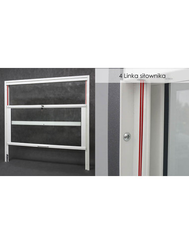 Okno podawcze / kasowe przesuwne w pionie z siłownikiem - aluminium anodowane