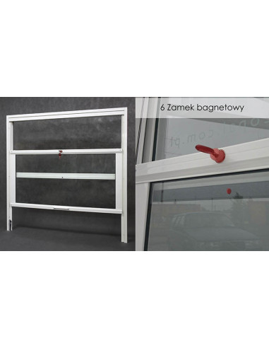 Okno podawcze / kasowe przesuwne w pionie z siłownikiem - aluminium anodowane