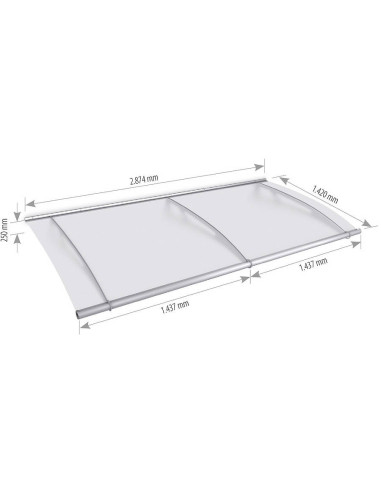 Daszek modułowy Lightline XL 287,4x142,25 cm moduł bazowy