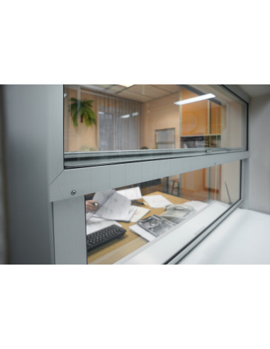 Okno podawcze / kasowe przesuwne w pionie - aluminium anodowane