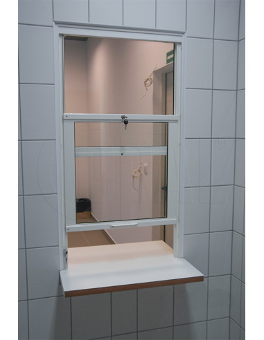 Okno podawcze / kasowe przesuwne w pionie - aluminium anodowane