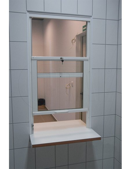 Okno podawcze / kasowe przesuwne w pionie - aluminium anodowane